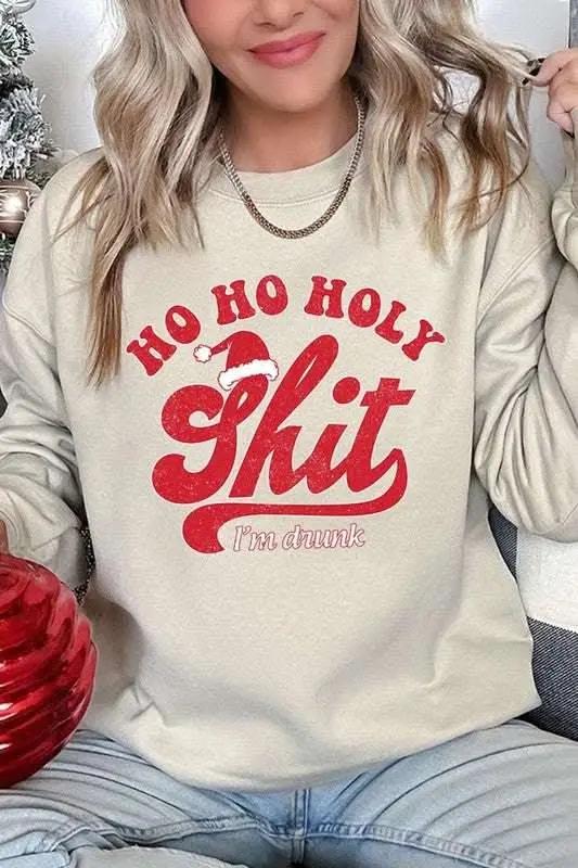 Ho Ho Ho Holy Shit Graphic Fleece Sweatshirts - Love Salve